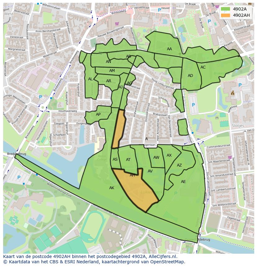 Afbeelding van het postcodegebied 4902 AH op de kaart.
