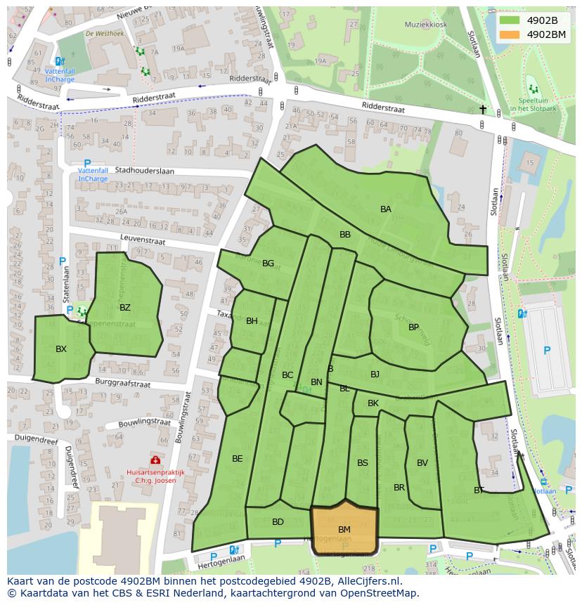 Afbeelding van het postcodegebied 4902 BM op de kaart.
