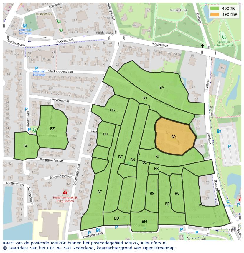 Afbeelding van het postcodegebied 4902 BP op de kaart.