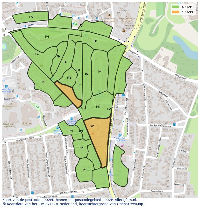 Afbeelding van het postcodegebied 4902 PD op de kaart.