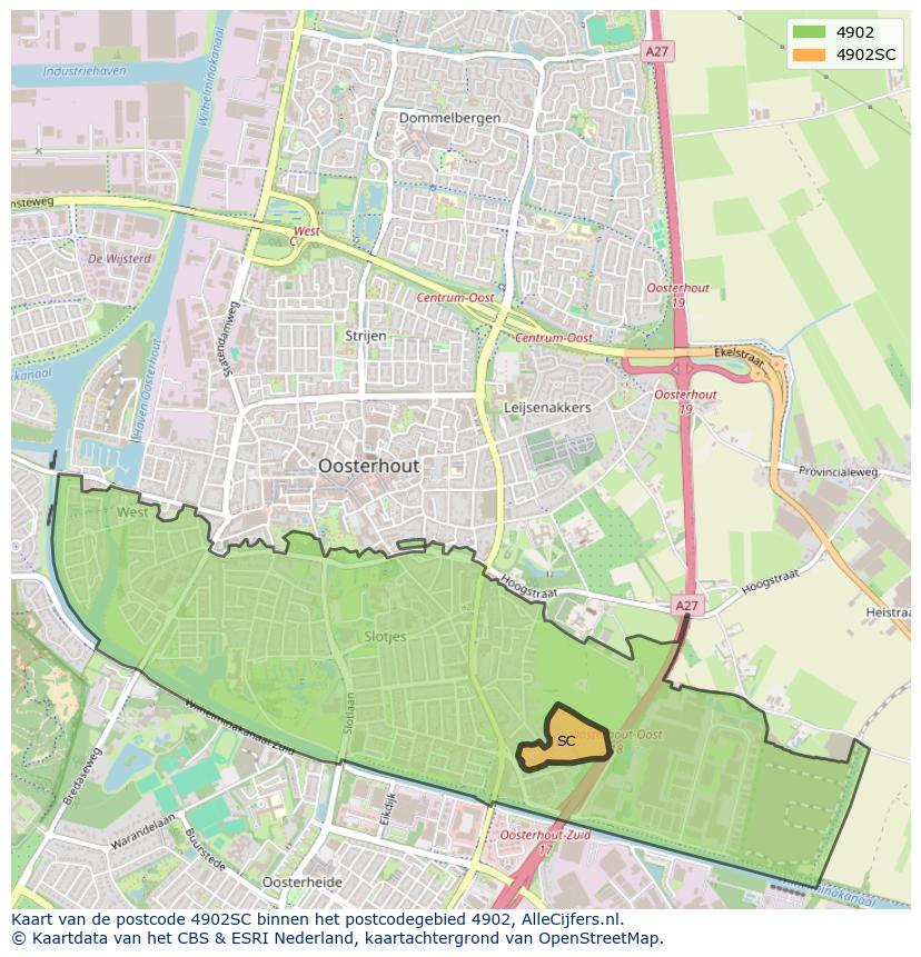 Afbeelding van het postcodegebied 4902 SC op de kaart.