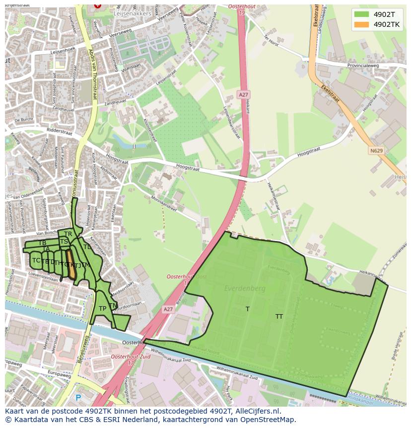 Afbeelding van het postcodegebied 4902 TK op de kaart.