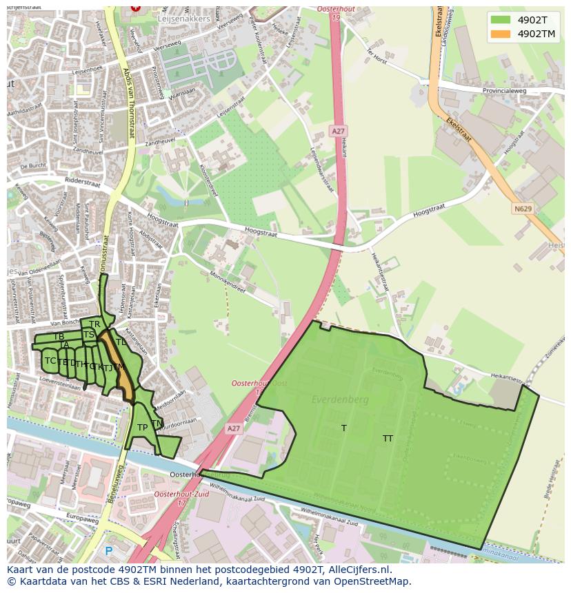 Afbeelding van het postcodegebied 4902 TM op de kaart.