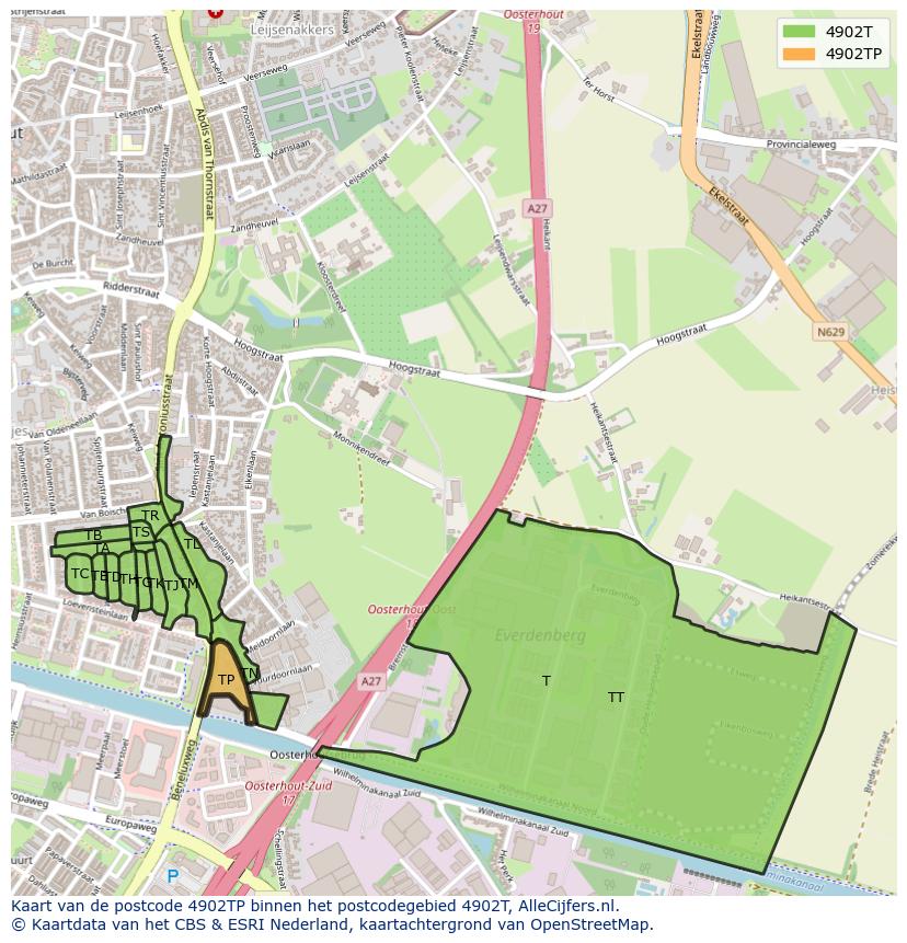 Afbeelding van het postcodegebied 4902 TP op de kaart.