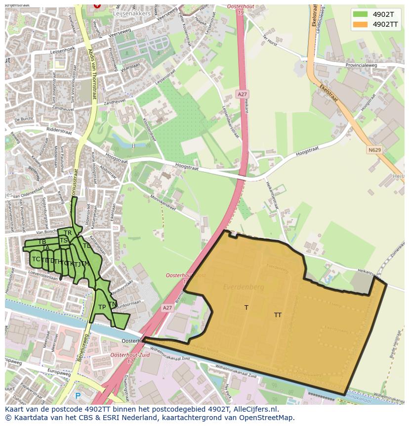 Afbeelding van het postcodegebied 4902 TT op de kaart.