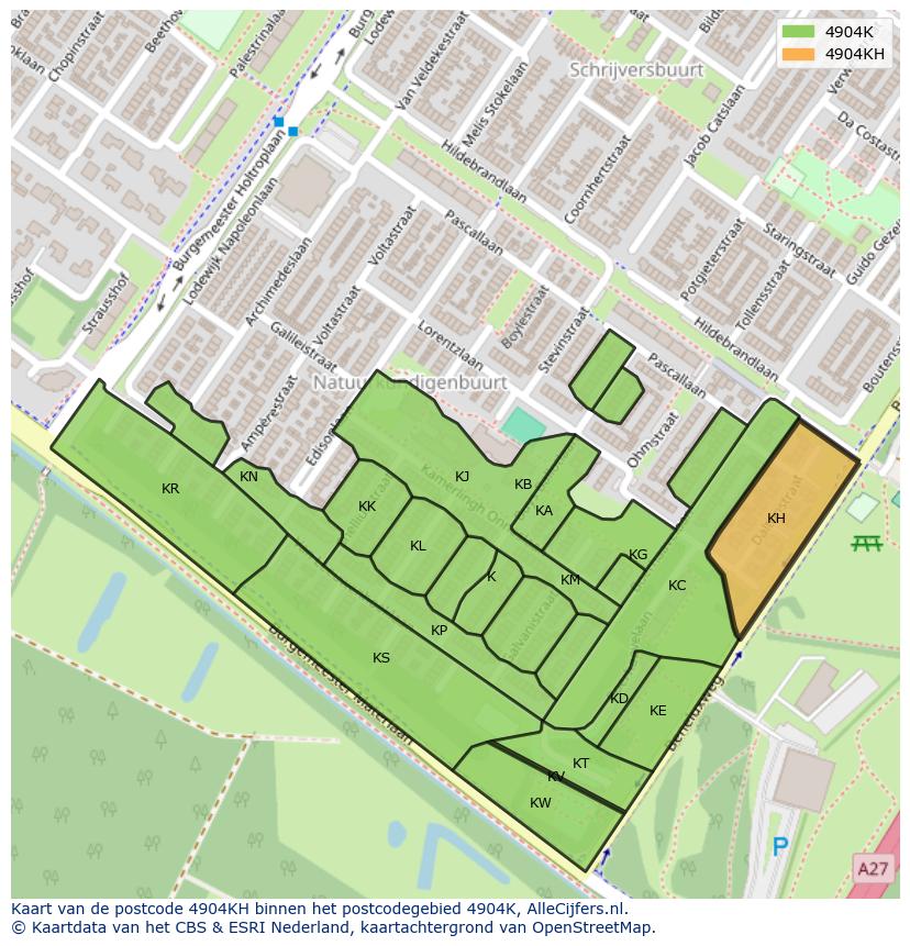 Afbeelding van het postcodegebied 4904 KH op de kaart.