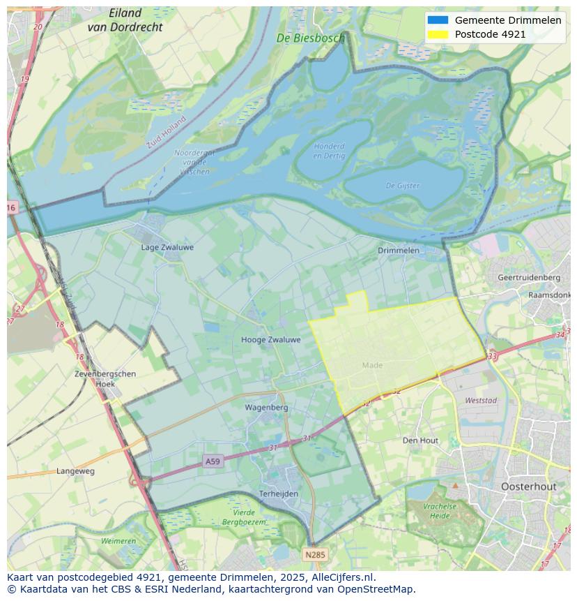 Afbeelding van het postcodegebied 4921 ZP op de kaart.