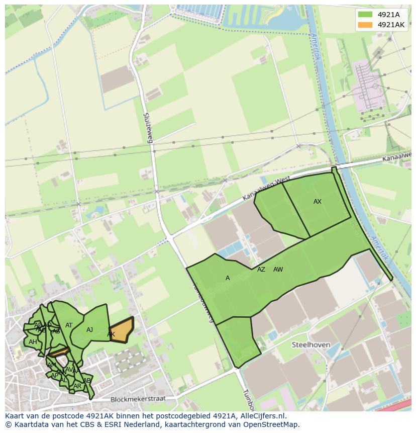 Afbeelding van het postcodegebied 4921 AK op de kaart.