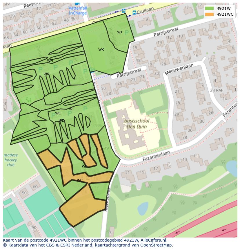 Afbeelding van het postcodegebied 4921 WC op de kaart.