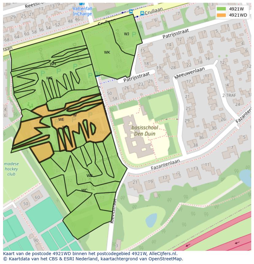 Afbeelding van het postcodegebied 4921 WD op de kaart.