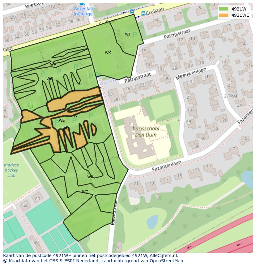 Afbeelding van het postcodegebied 4921 WE op de kaart.