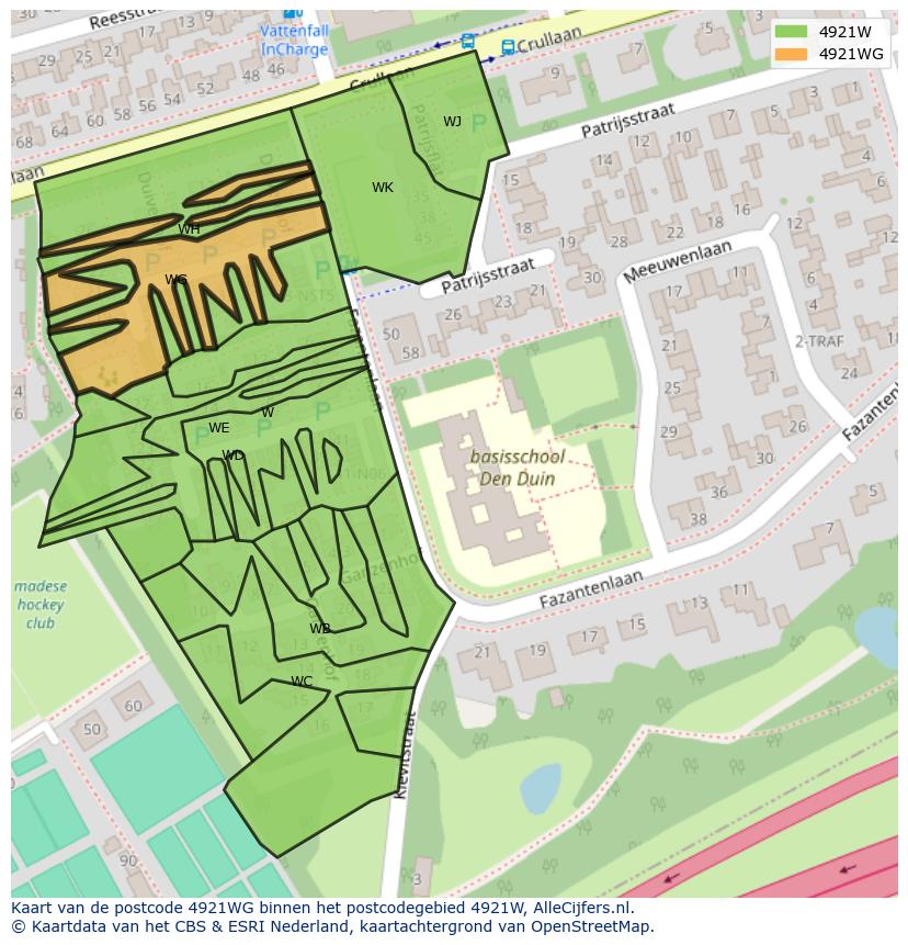 Afbeelding van het postcodegebied 4921 WG op de kaart.