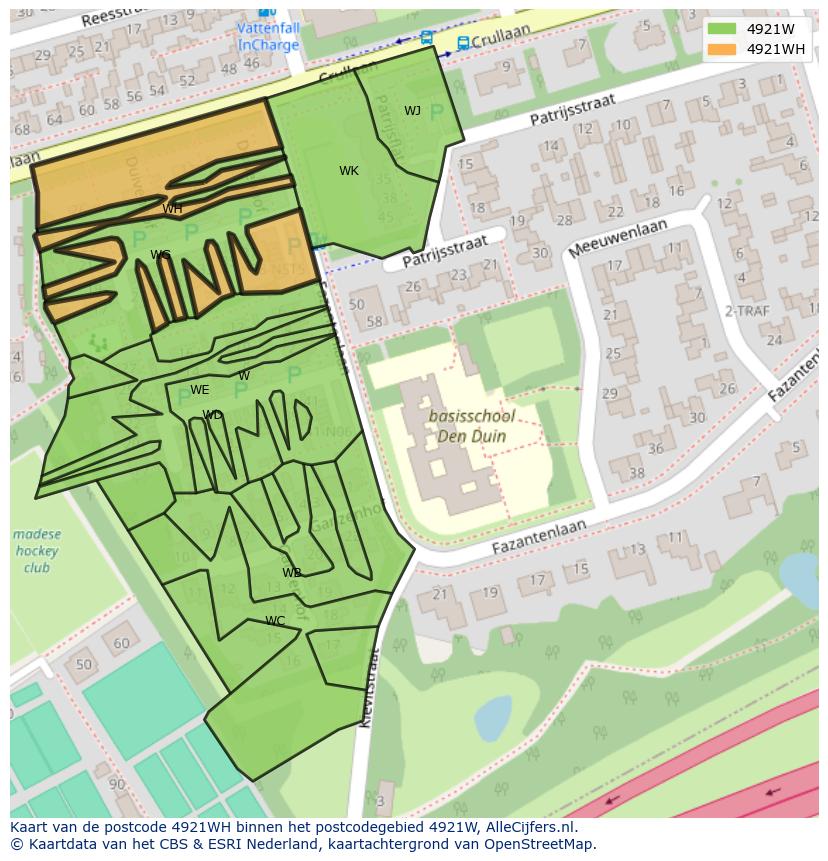 Afbeelding van het postcodegebied 4921 WH op de kaart.