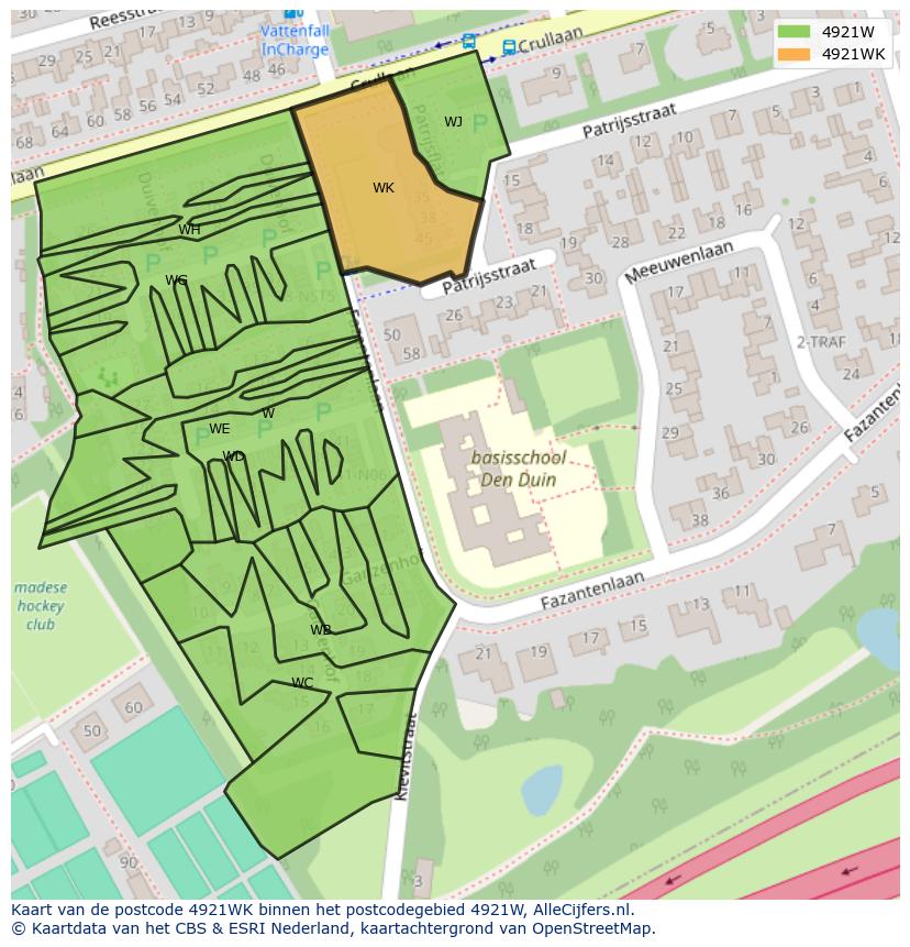 Afbeelding van het postcodegebied 4921 WK op de kaart.
