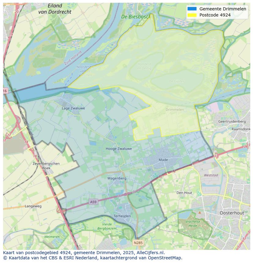 Afbeelding van het postcodegebied 4924 op de kaart.