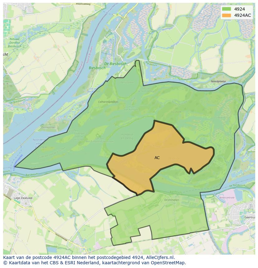 Afbeelding van het postcodegebied 4924 AC op de kaart.