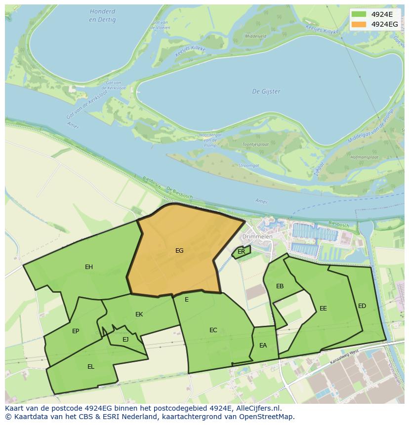 Afbeelding van het postcodegebied 4924 EG op de kaart.