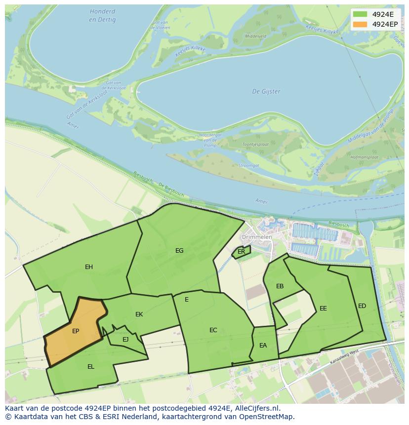 Afbeelding van het postcodegebied 4924 EP op de kaart.
