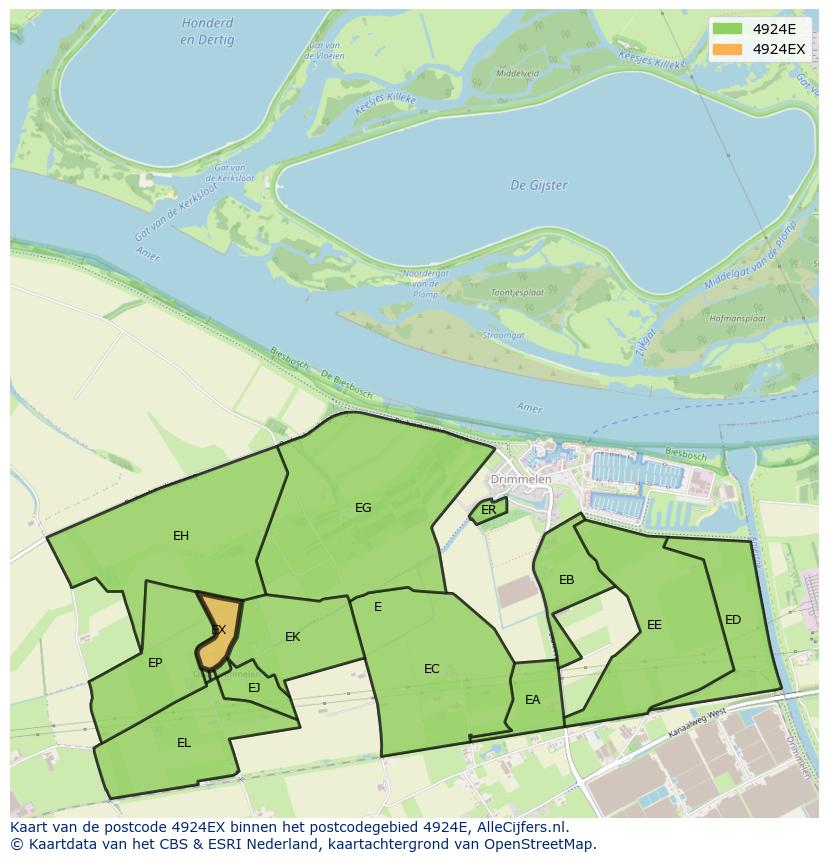 Afbeelding van het postcodegebied 4924 EX op de kaart.