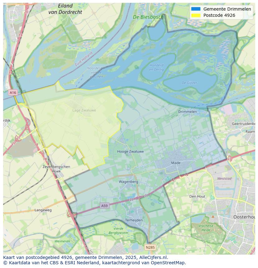 Afbeelding van het postcodegebied 4926 op de kaart.