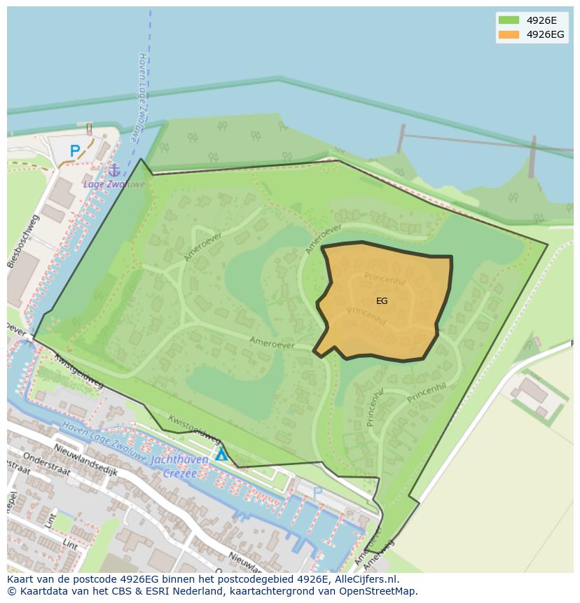 Afbeelding van het postcodegebied 4926 EG op de kaart.
