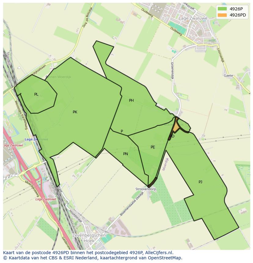 Afbeelding van het postcodegebied 4926 PD op de kaart.