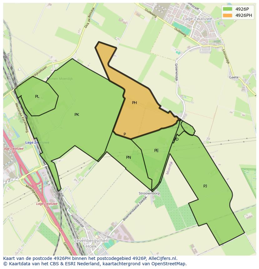 Afbeelding van het postcodegebied 4926 PH op de kaart.