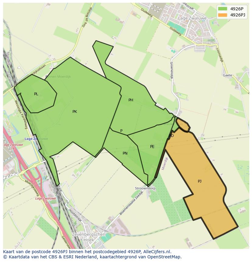 Afbeelding van het postcodegebied 4926 PJ op de kaart.
