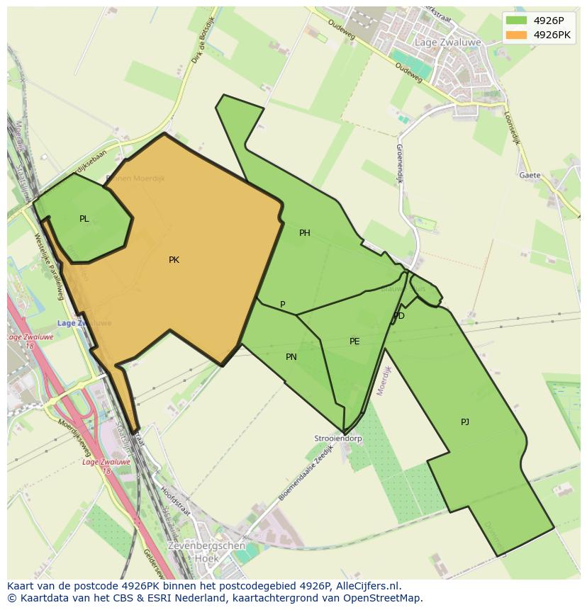 Afbeelding van het postcodegebied 4926 PK op de kaart.