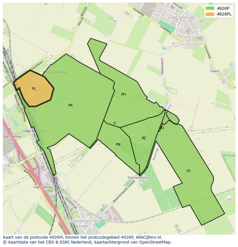 Afbeelding van het postcodegebied 4926 PL op de kaart.