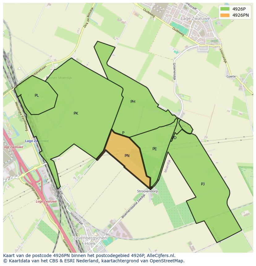 Afbeelding van het postcodegebied 4926 PN op de kaart.