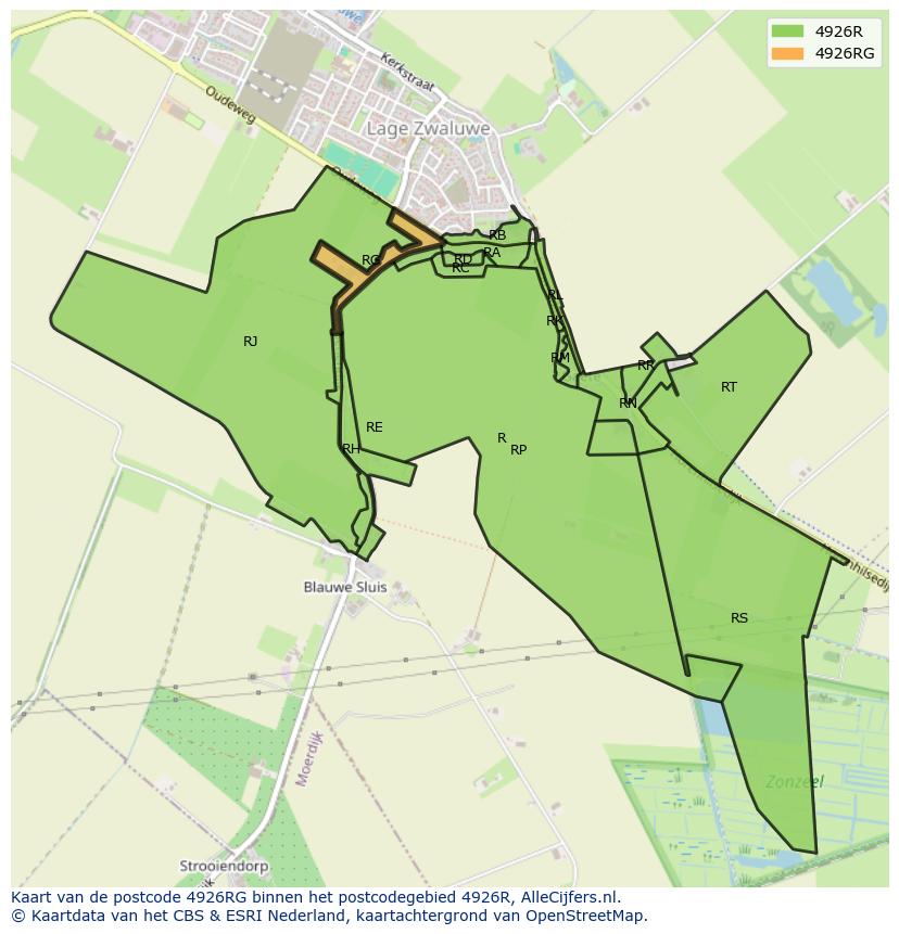 Afbeelding van het postcodegebied 4926 RG op de kaart.