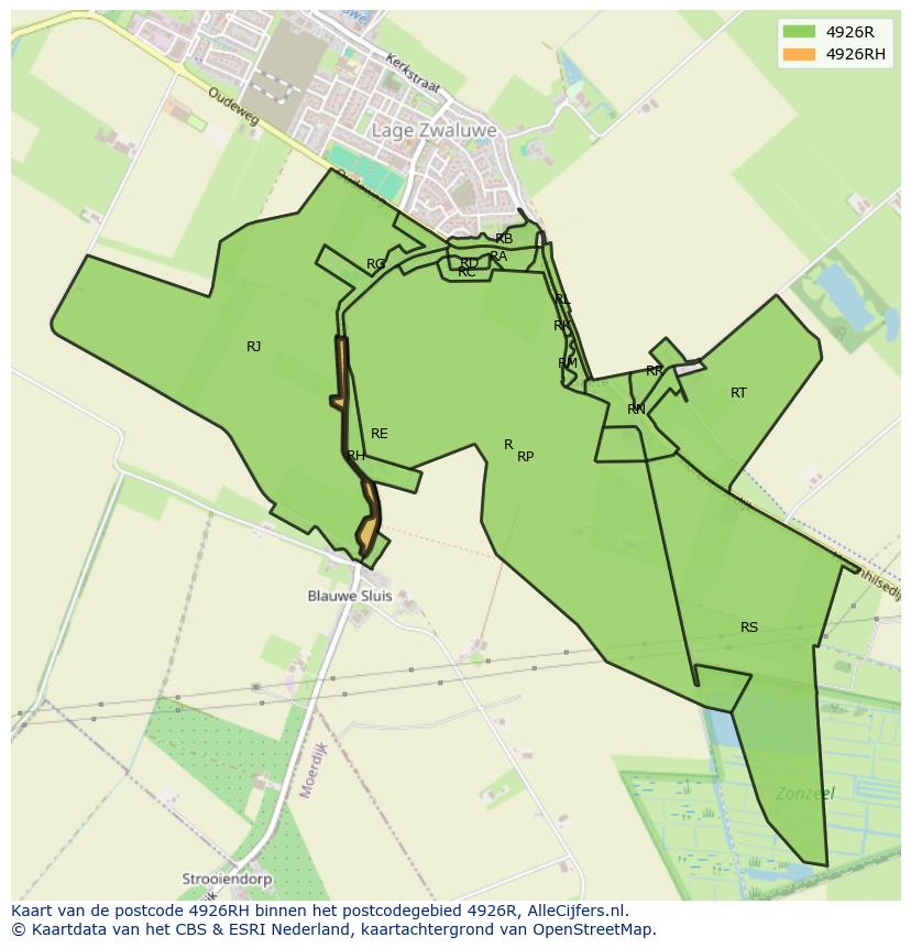 Afbeelding van het postcodegebied 4926 RH op de kaart.