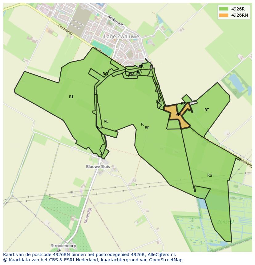 Afbeelding van het postcodegebied 4926 RN op de kaart.