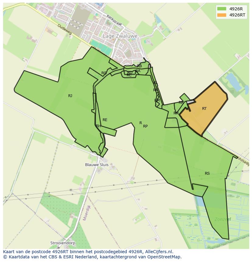 Afbeelding van het postcodegebied 4926 RT op de kaart.