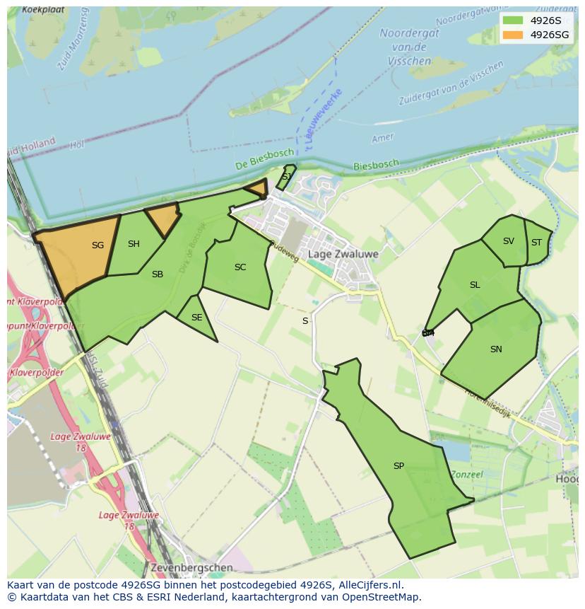 Afbeelding van het postcodegebied 4926 SG op de kaart.