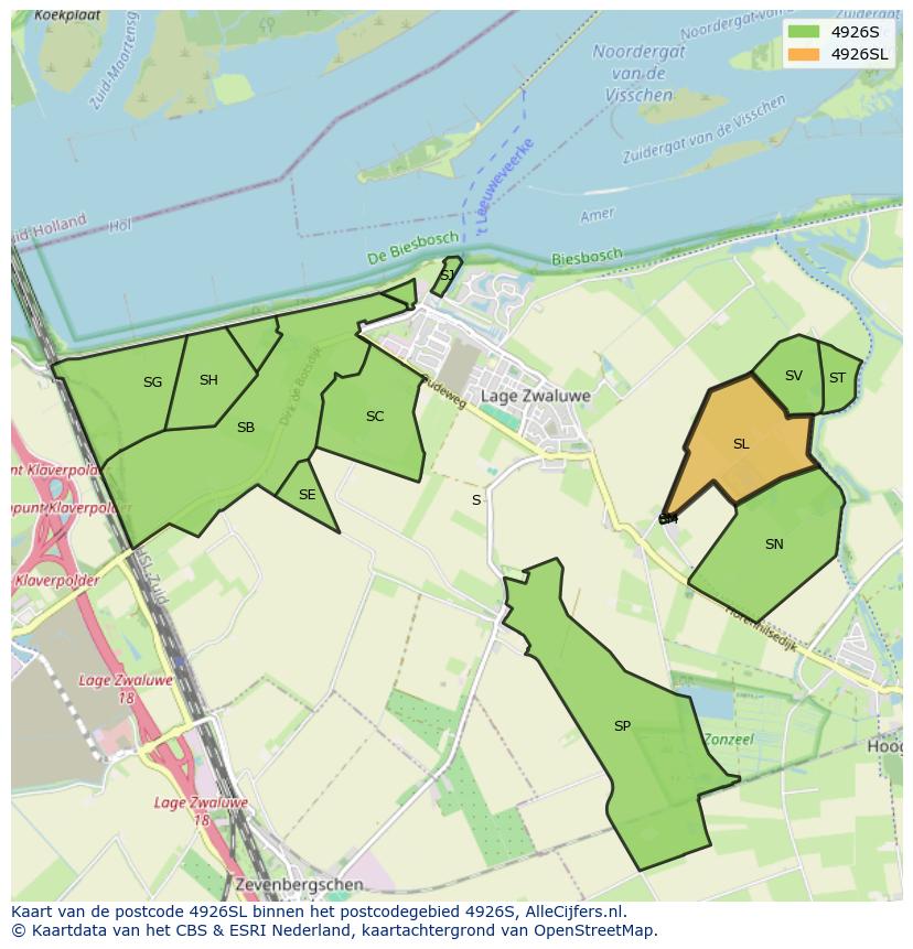 Afbeelding van het postcodegebied 4926 SL op de kaart.