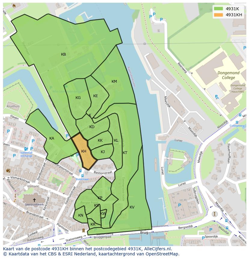 Afbeelding van het postcodegebied 4931 KH op de kaart.