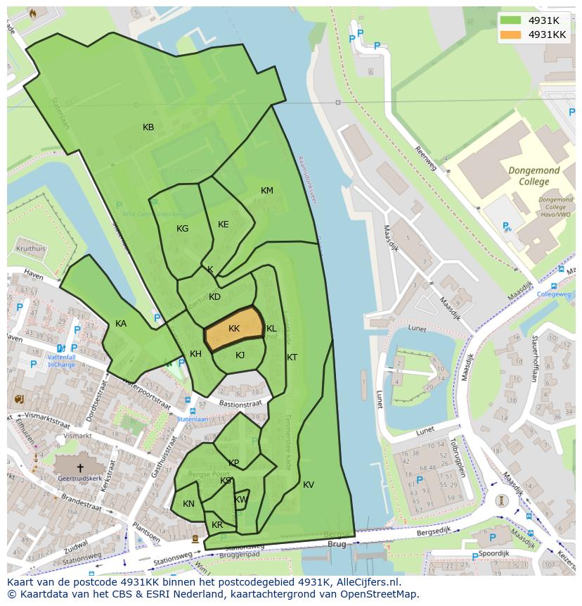 Afbeelding van het postcodegebied 4931 KK op de kaart.
