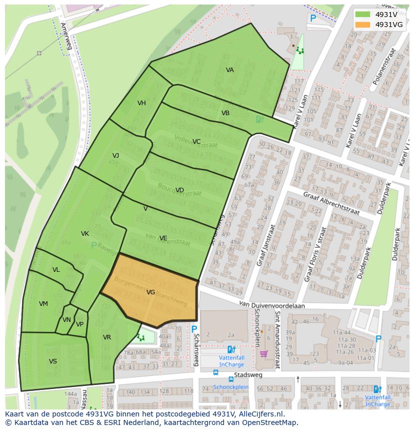 Afbeelding van het postcodegebied 4931 VG op de kaart.