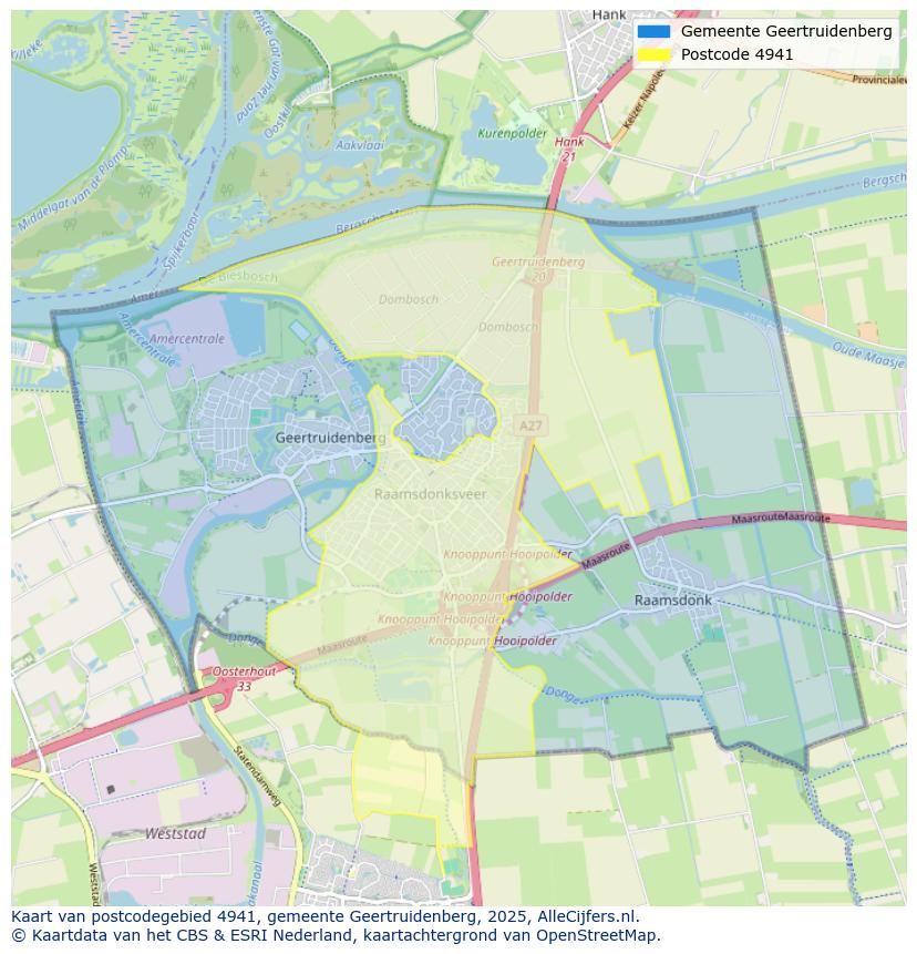 Afbeelding van het postcodegebied 4941 op de kaart.