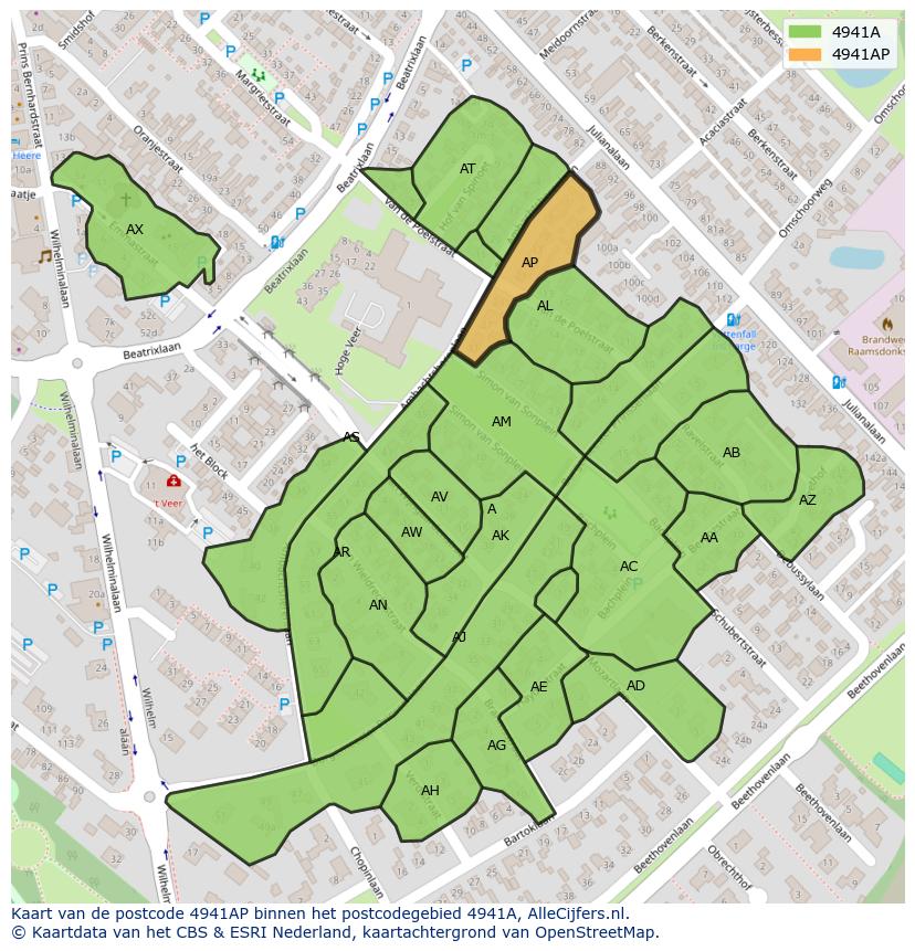 Afbeelding van het postcodegebied 4941 AP op de kaart.
