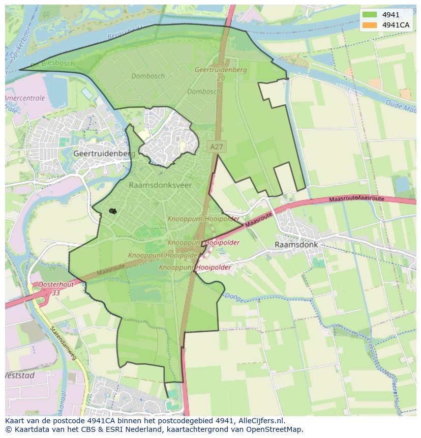 Afbeelding van het postcodegebied 4941 CA op de kaart.