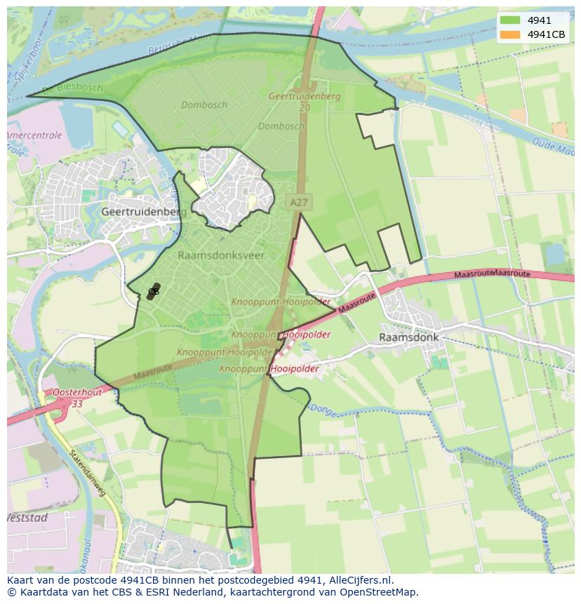 Afbeelding van het postcodegebied 4941 CB op de kaart.