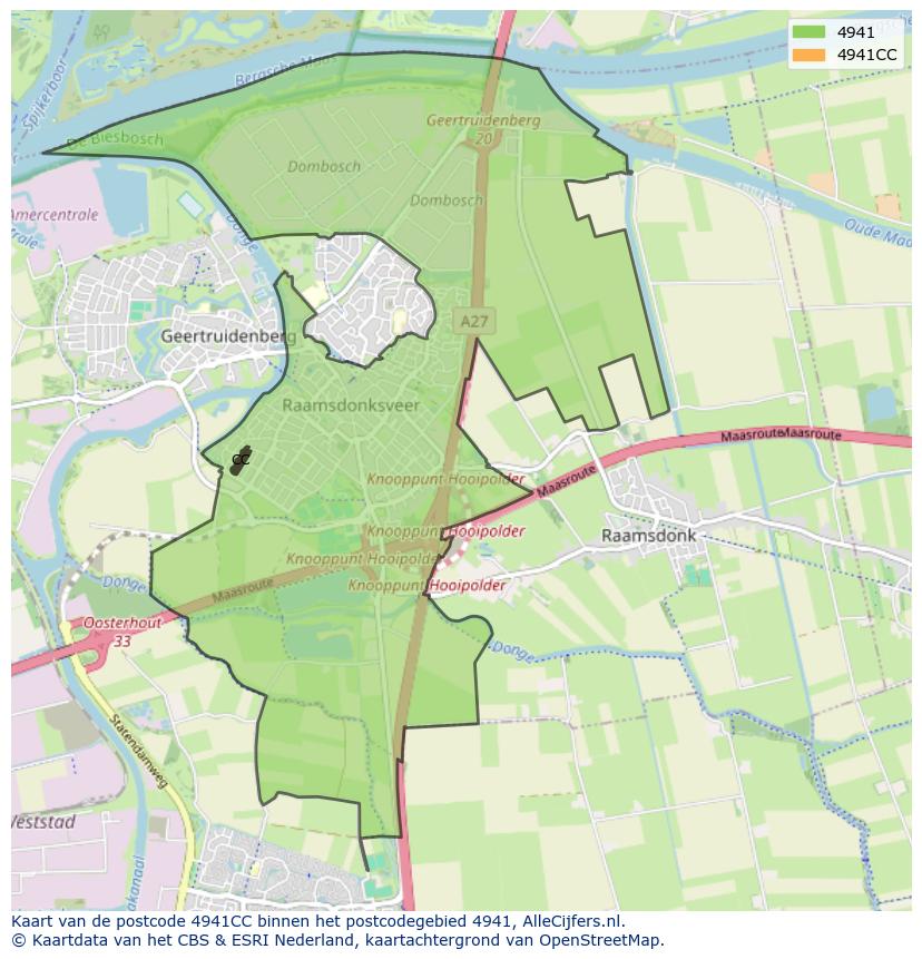 Afbeelding van het postcodegebied 4941 CC op de kaart.
