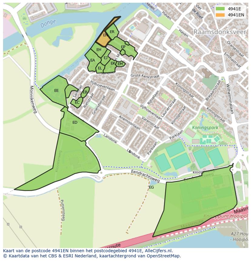 Afbeelding van het postcodegebied 4941 EN op de kaart.