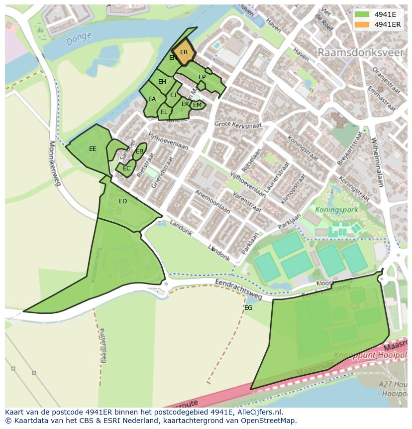 Afbeelding van het postcodegebied 4941 ER op de kaart.
