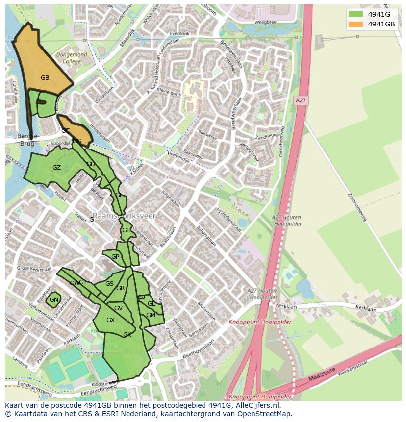 Afbeelding van het postcodegebied 4941 GB op de kaart.