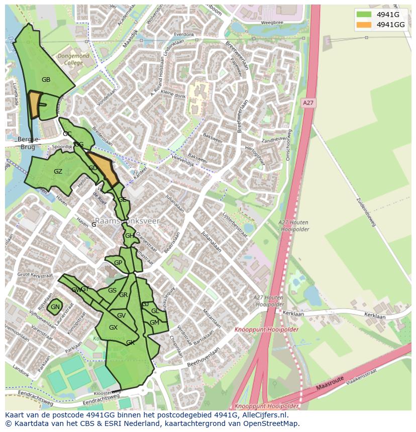 Afbeelding van het postcodegebied 4941 GG op de kaart.