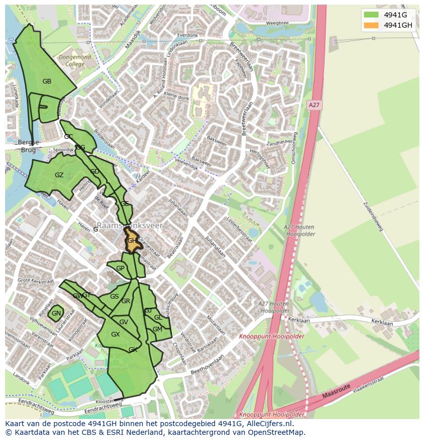 Afbeelding van het postcodegebied 4941 GH op de kaart.